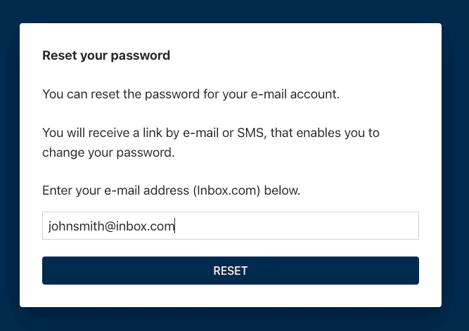 inbox.com forgot password enter mail